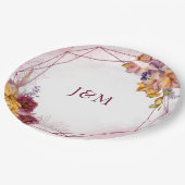 モダン水彩幾何秋ブーケ結婚ス ペーパープレート (アングル)