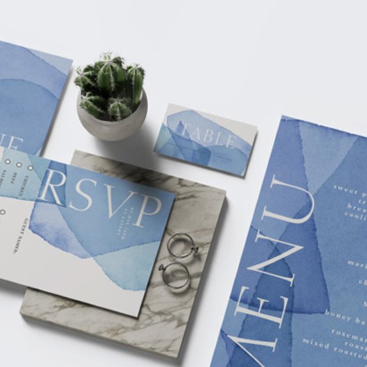 モダン水彩形結婚状の座席表 プレイスカード