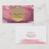 モダン水彩抽象芸術絵を描ピンク黄 名刺 (正面/裏面)