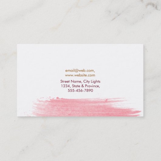 モダン水彩抽象芸術絵を描ピンク黄 名刺 (裏面)