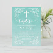 モダン水彩洗礼《キリスト教》洗礼式や命名式クロス 招待状 (スタンド正面)