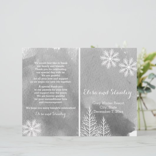 モダン水彩灰色の折り畳み式結婚式 (スタンド正面)