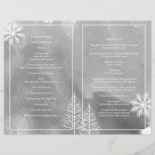 モダン水彩灰色の折り畳み式結婚式 (裏面)