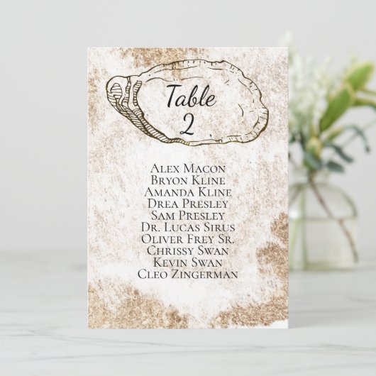 モダン水彩牡蠣ビーチ着座表 招待状 (スタンド正面)