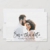 モダン水彩画字タイポグラフィ結婚のシンプル セーブザデート (正面)