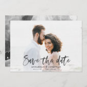 モダン水彩画字タイポグラフィ結婚のシンプル セーブザデート (正面/裏面)
