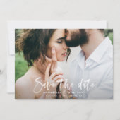 モダン水彩画字タイポグラフィ結婚のシンプル セーブザデート (正面)