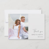 モダン水彩白結婚花 サンキューカード (正面)