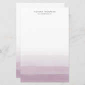 モダン水彩紫グラデーションパーソナライズされた 便箋 (正面/裏面)