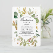 モダン水彩緑葉フレーム 招待状 (スタンド正面)