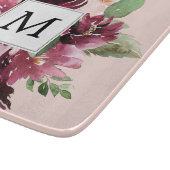 モダン水彩花モノグラムの カッティングボード (角)