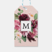 モダン水彩花モノグラムの ギフトタグ (正面)