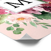 モダン水彩花モノグラムの ポスター (角)