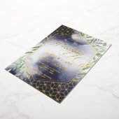 モダン水彩葉のジオメトはっきりしたリックフレーム 箔招待状 (回転した状態)