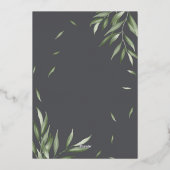 モダン水彩葉のジオメトはっきりしたリックフレーム 箔招待状 (裏面)