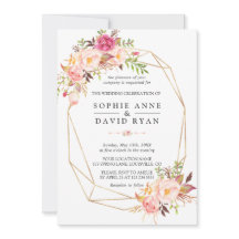 モダン水彩赤面花金ゴールド結婚ズ