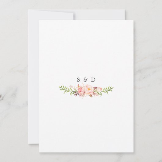 モダン水彩赤面花金ゴールド結婚ズ 招待状 (裏面)