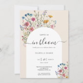 モダン水彩野草ブライダルシャワー 招待状 (正面)