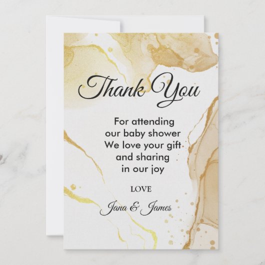 モダン水彩金ゴールド感謝していユー招待状 招待状 (正面)