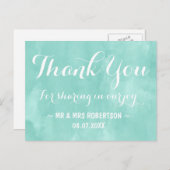 モダン水彩青感謝してい水 ポストカード (正面/裏面)