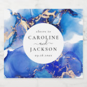 モダン水彩青金ゴールド結婚ズ ビールラベル (シングルラベル)