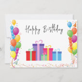 モダン水彩風船シンプルハッピーバースデー カード (正面)