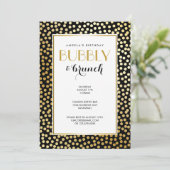 モダン水玉模様パターン黒と金ゴールド 招待状 (スタンド正面)