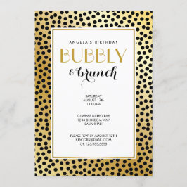 モダン水玉模様パターン黒と金ゴールド 招待状