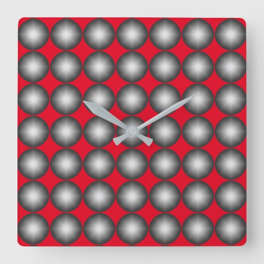 モダン水玉模様パターン スクエア壁時計 (正面)