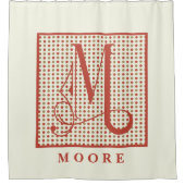 モダン水玉模様背景大一文字M シャワーカーテン (正面)