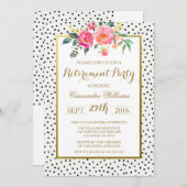 モダン水玉模様退職パーティの招待状 招待状 (正面/裏面)