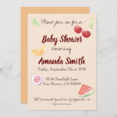 モダン水男女兼用色フルーツ赤ちゃんシャワー 招待状 (正面/裏面)