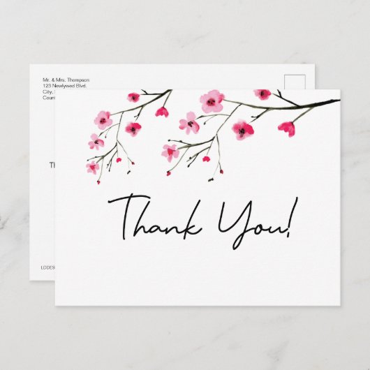モダン水色さくらんぼ結婚のあなた感謝してい ポストカード (正面/裏面)