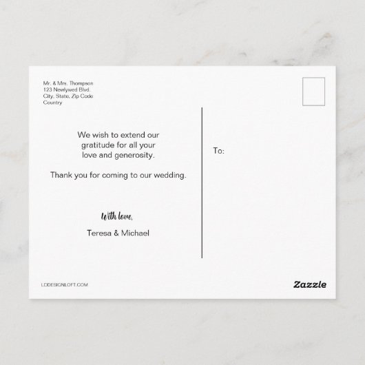 モダン水色さくらんぼ結婚のあなた感謝してい ポストカード (裏面)