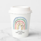 モダン水色の虹のカラフル赤ちゃんシャワー 紙コップ (正面)