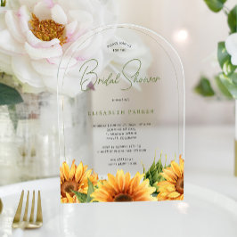 モダン水色ひまわりブライダルシャワーアーチ アクリル招待状