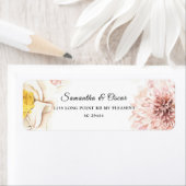 モダン水色カラフルフローラ枠 ラベル (インサイチュ)