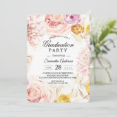 モダン水色カラフルフローラ枠 招待状 (スタンド正面)