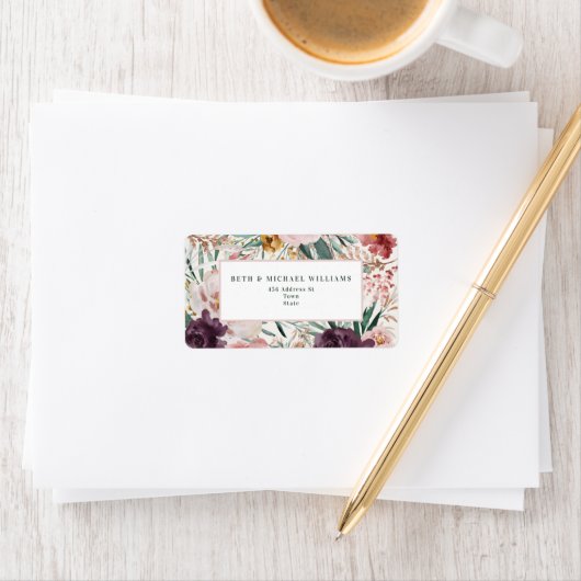 モダン水色フローラエレガントパーソナライズされた ラベル (インサイチュ)