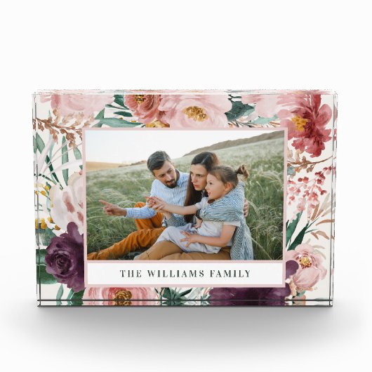 モダン水色フローラエレガント科 フォトブロック (正面)