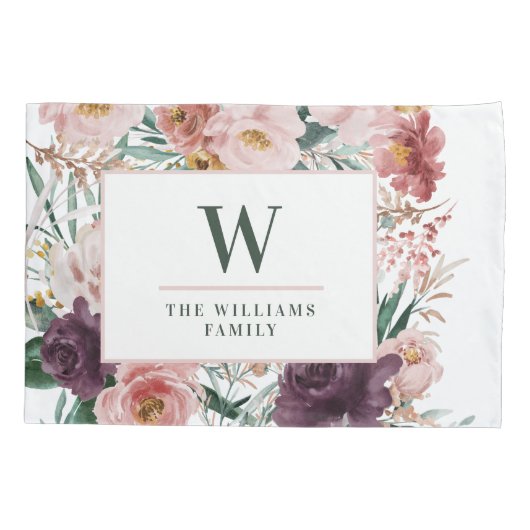 モダン水色フローラエレガント科 枕カバー (裏面-左)