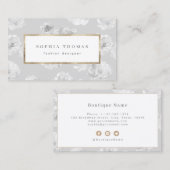 モダン水色フローラグレー金ゴールドプロフェッショナルb 名刺 (正面/裏面)