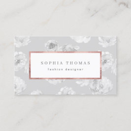 モダン水色フローラバラ金ゴールドプロフェッショナルbu 名刺