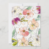 モダン水色フローラブライダルシャワー 招待状 (裏面)