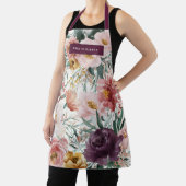 モダン水色フローラ紫エレガント色 エプロン (インサイチュ)