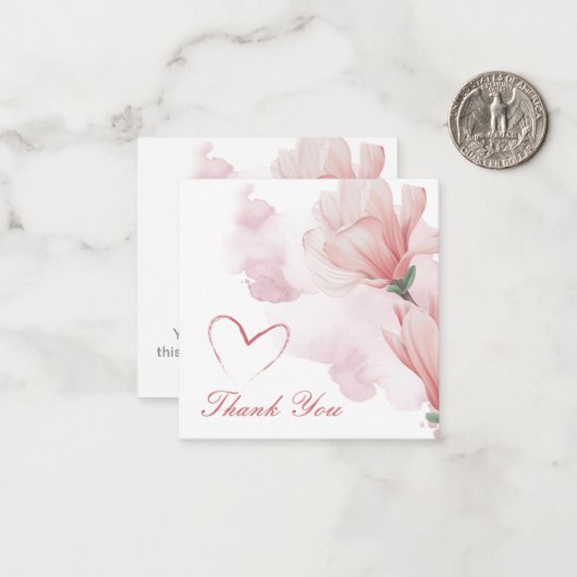 モダン水色フローラ ノートカード (正面/裏面インサイチュ)