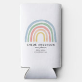 モダン水色レインボーかわいいカラフル スリム缶クーラー (裏面)