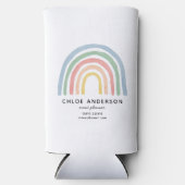 モダン水色レインボーかわいいカラフル スリム缶クーラー (正面)