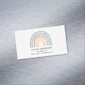 モダン水色レインボーかわいいカラフル マグネット名刺 (インサイチュ)