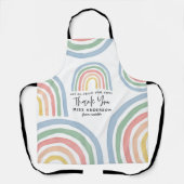 モダン水色レインボー感謝してい先生贈呈 エプロン (正面)